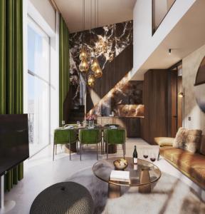 Apartman s galerii obyvak s kuchynskym koutem